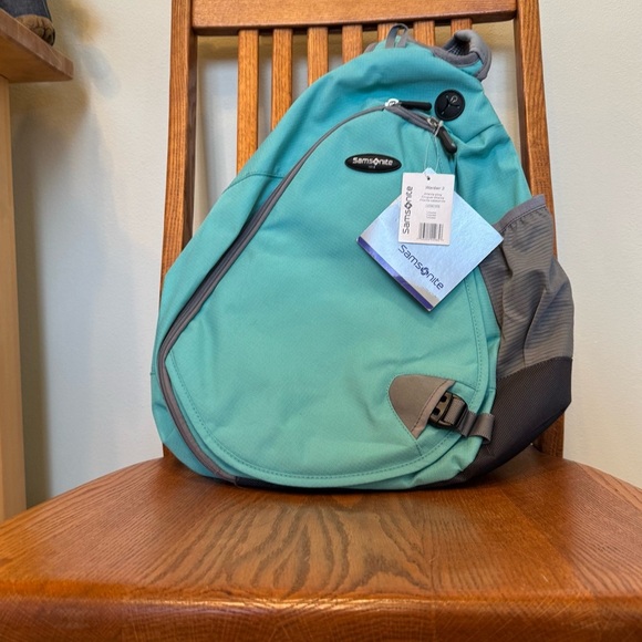 NEW Samsonite Wanber 3 Backpack Turquoise Grey 18โx14โx5.5โ Sling Strap 52โ - Picture 2 of 14